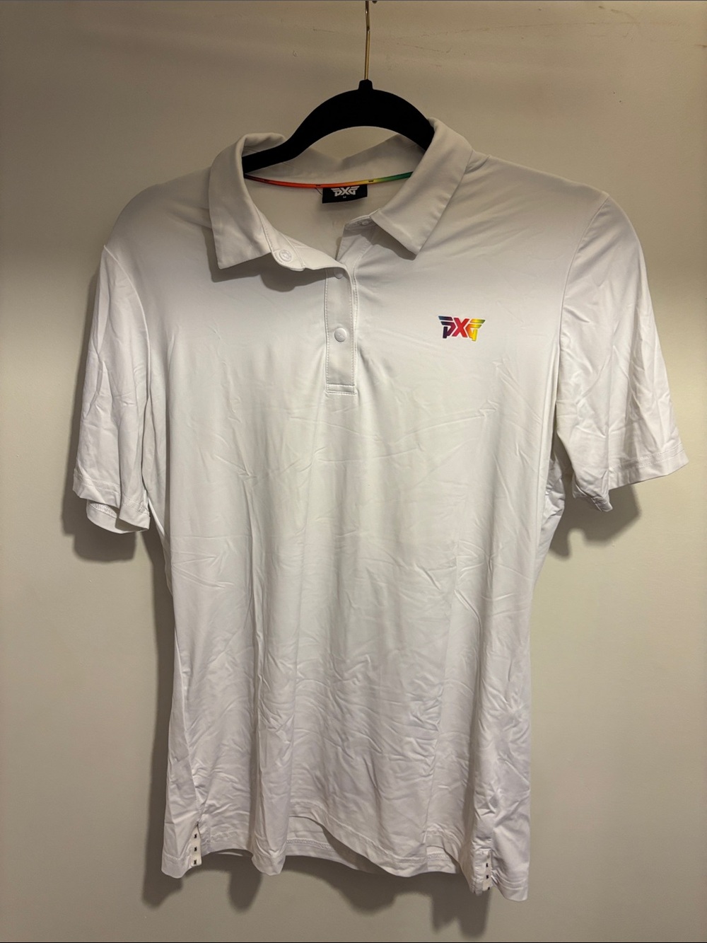 PXG White Golf Polo with Multi-Color Logo
